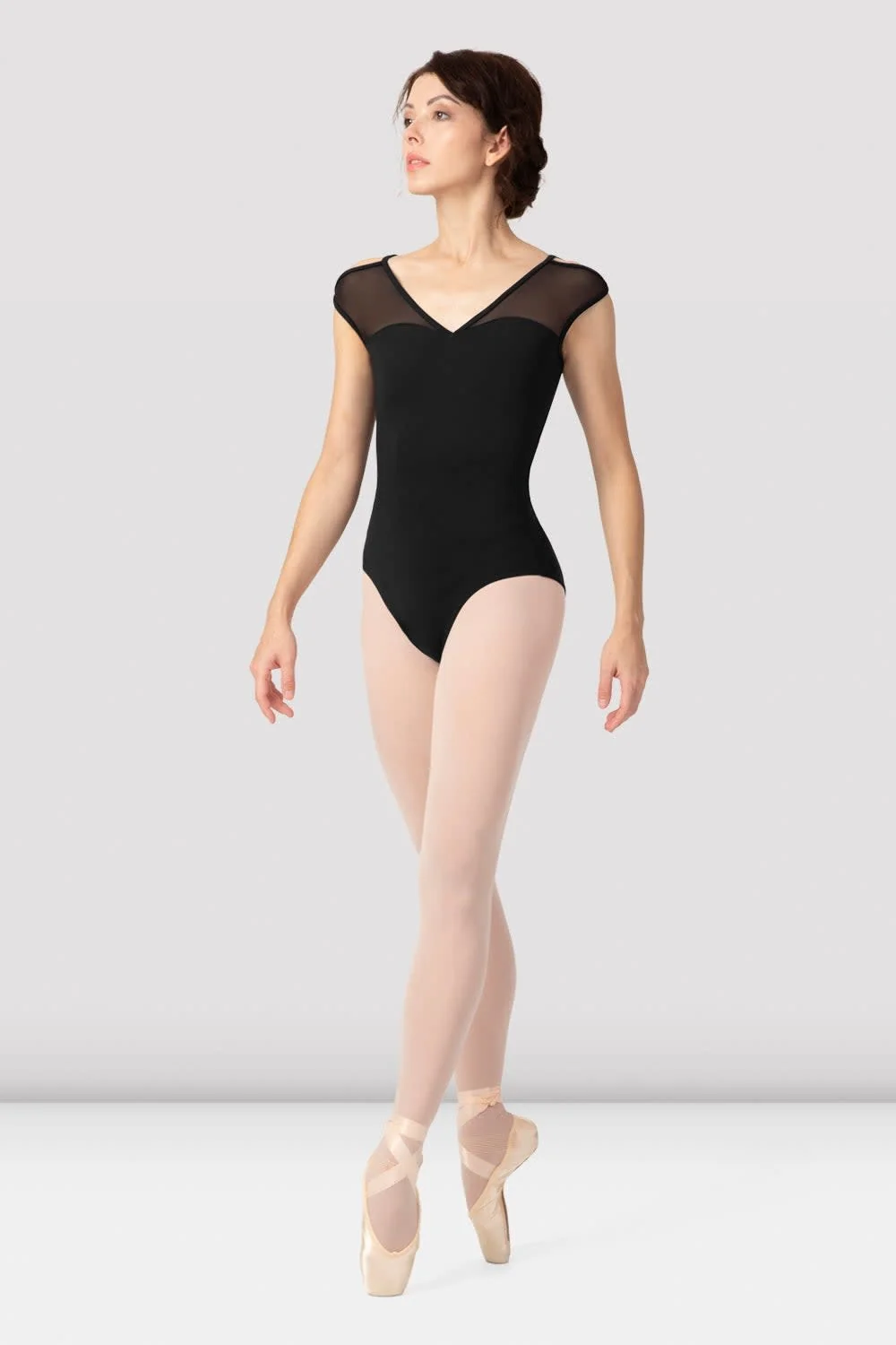 V-Neck Open Back Cap Sleeve Leotard (L9552B) - Image 2
